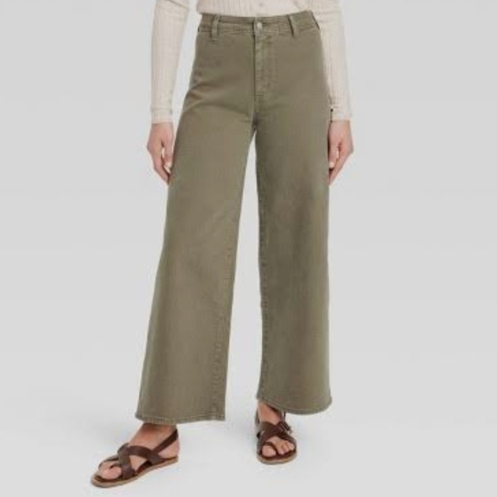Women's Olive High Rise Sailor Jeans, Size 4
